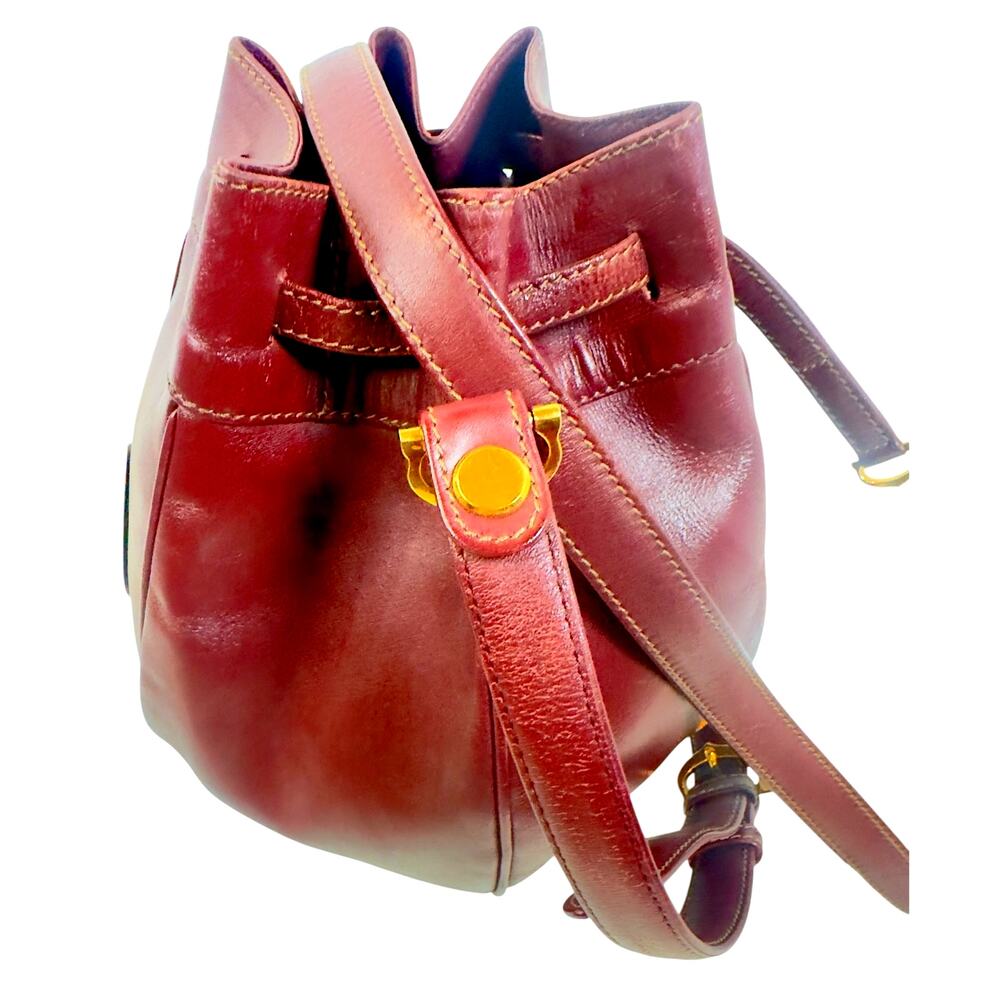 Vintage Cartier Must De Cartier Burgundy Leather Bucket Bag w/ COA & Dust Bag - Picture 4 of 13